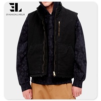Gilet de travail en toile de canard épaisse personnalisé LARSUR pour hommes, doublé en sherpa, gilet cargo sans manches, veste gilet streetwear, hiver