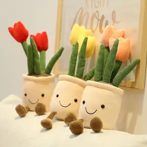 Großhandel Custom Factory Soft Toys Günstige Geschenke Schreibtisch Tisch dekoration Gefüllte Pflanzen Plüsch Blumen spielzeug