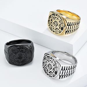 <span class=keywords><strong>Anello</strong></span> Personalizzato da Motociclista in Acciaio Inossidabile con Sigillo <span class=keywords><strong>di</strong></span> <span class=keywords><strong>Salomone</strong></span> a Stella a Sei Punte e Dodici Anelli Guardiani in Stile Retrò Classico - Product Image 6