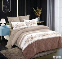 Parure de Lit King Size 8 Pièces Motifs Floraux avec Couettes et Draps Trois Places