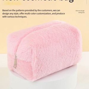 Ins Style Kawaii Fuzzy Makeup Bag Candy Color Plush Toiletry Pouch Multi-functional Cosmetic <b>Storage</b> Bag for Daily Use - Product Image 3