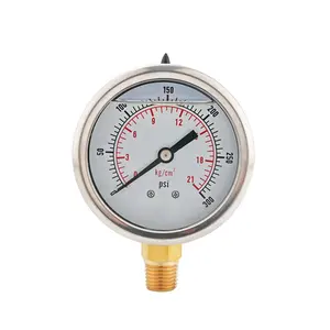 50mm Glycerin Filled Pressure Gauge Customized Stainless Steel Liquid Filled Pressure Gauge With 1/4NPT Brass Down Connection