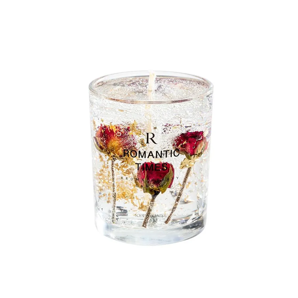 Vela perfumada personalizada con forma de cerámica, para aromaterapia, con flores secas