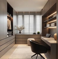 Clóset Moderno de Lujo con Puertas Corredizas de Vidrio, Estanterías Modulares, Armario Personalizable para Dormitorios y Villas de Alta Gama