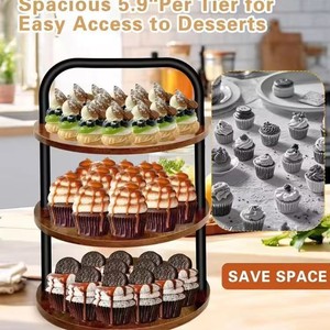Wooden Three Tier <b>Shelf</b> Iron And Wood Combination Standing <b>Rack</b> For Food Storage Holders 3 Floors Rectangle Durable - Product Image 4