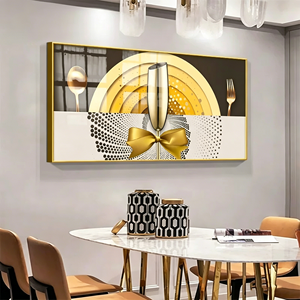 Nouvelle Décoration de <span class=keywords><strong>Restaurant</strong></span> 2026 : Tableau Mural Moderne de Luxe en Porcelaine Cristalline Abstraite, Peinture Couteau <span class=keywords><strong>Fourchette</strong></span> Verre à Vin - Product Image 1