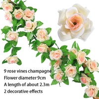 Guirlande de roses artificielles suspendues pour décoration murale, fausses plantes en rotin, feuilles, guirlande romantique pour mariage et décoration intérieure