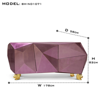 Meubles de rangement personnalisables en améthyste facettée avec feuille d'or et tête de lion sculptée à la main, directement du fabricant