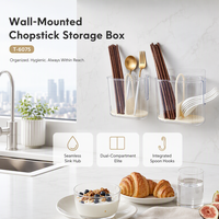 Excellent Organisateur Mural pour Couverts – Boîte de Rangement en Plastique Alimentaire avec Égouttoir pour Baguettes et Ustensiles de Cuisine