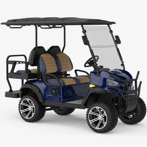 2024 desain terbaru 4 dudukan Golf Cart Max 100KM dasbor tahan air Hi Fi Speaker baterai Lithium klub mobil listrik Golf mobil