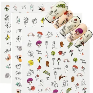 Custom Nail Art Sticker 3D Summer Nail Decals Female Nails Design Stickers For Women