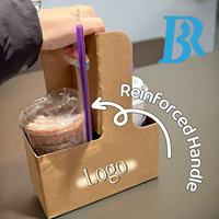 Porte-boisson à emporter personnalisé avec poignée tasse à café en papier à emporter pack de bière transporteurs tasses porte-plateau bouteille d'alcool boîte pop-up