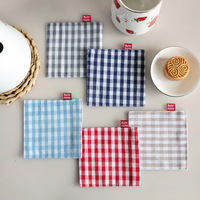 Sous-verre carré isolant thermique en tissu double couche à carreaux, style américain