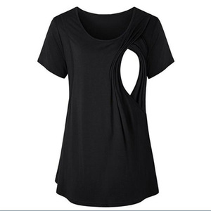 Abbigliamento da notte estivo per allattamento comodo da <span class=keywords><strong>donna</strong></span> in gravidanza abbigliamento <span class=keywords><strong>premaman</strong></span> <span class=keywords><strong>pigiama</strong></span> a manica corta pantaloncini da allattamento tinta unita - Product Image 1