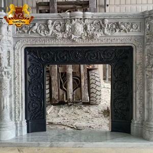 Крытый ручной резной французский камин из натурального камня белый роскошный мраморный камин окружающая мантия - Product Image 6