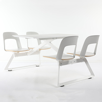 Ensemble table et chaises de salle à manger contemporain et écologique pour 4 personnes, avec structure en acier, conforme aux normes ANSI/BIFMA, idéal pour restaurants, hôtels, écoles et centres commerciaux