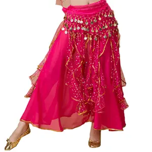 Bestdance Belly Dance Costume Skirt Shiny Sequins Dress Fancy Chiffon Dancing Party Dress Music Festival Performance Costume