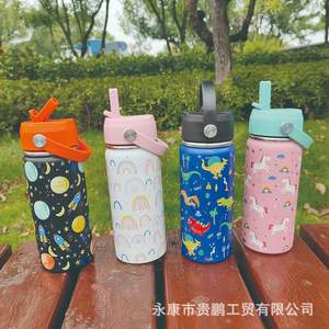 Termo Infantil de Dibujos Animados, Acero Inoxidable 304, Portátil, con Asa y Pajita, para Uso en Exteriores, Bonito y Resistente a Caídas - Product Image 2