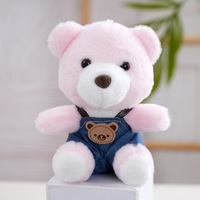 Mini porte-clés pendentif en peluche ours en jean, jouet en peluche doux et moelleux, style dessin animé
