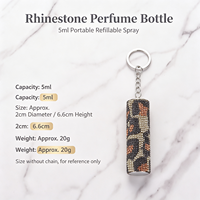 Vente en gros de mini vaporisateurs de parfum portables de 5 ml en verre avec strass, porte-clés en métal, flacon de parfum vide