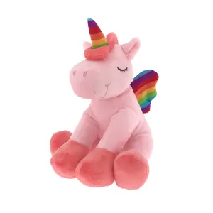 Boneka Unicorn Lembut Mewah Laris Hadiah Sayap Pelangi Boneka Hewan untuk Anak Perempuan Anak-anak Kustom