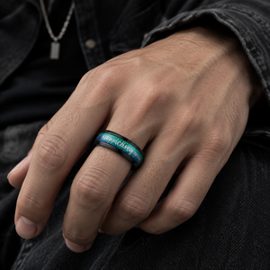 Bague à citation inspirante JLM en acier inoxydable noir dégradé <span class=keywords><strong>Aurora</strong></span> pour femmes et hommes - Product Image 5