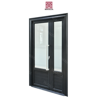 Portes intérieures en aluminium de conception traditionnelle, portes françaises doubles, portes à battants en verre