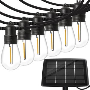 24FT Solar <strong>String</strong> Lights, LED Solar Cafe Patio Lights, Porch Market Light Waterproof &amp; Shatterproof with Vintage Plastic Bulbs - Product Image 2