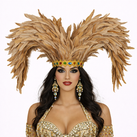 Coiffe en Plumes de Haute Qualité pour Défilé de Carnaval, Costume de Samba, Fait Main, Cousu, Plumes Naturelles, Aspect Premium