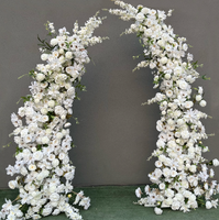 Arche de mariage en métal 210x230cm, toile de fond de fleurs artificielles en soie, blanc, rose, rouge, décoration pour événements intérieurs et extérieurs