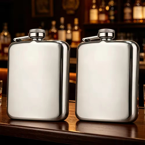 Meilleures ventes : Gourde carrée 301-400ml avec tige de connexion en acier inoxydable 304, gourde à whisky portable, bouteille de vin pour l'extérieur - Product Image 2