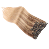 Extension de cheveux humains 100% naturels vierges, Double étiré avec clips