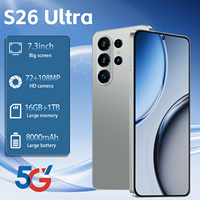 Smartphone Android 15 S26 Ultra 5G LTE CDMA avec Déverrouillage par Reconnaissance Faciale, Écran LCD HD 7,3 pouces 120Hz, 16 Go de RAM + 1 To, Français/Allemand