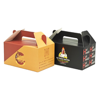HONPAK Boîte en papier personnalisée de beignets de boulangerie de qualité alimentaire Emballage de poulet frit à emporter de restauration rapide avec poignée Impression personnalisée en relief