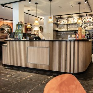 Muebles Comerciales para Cafetería, Bar, Estante para Botellas de Vino, Quiosco, Estantes de Madera con LED, Vidrio Templado, Diseño Duradero para Cafetería, Decoración de Cafetería - Product Image 6
