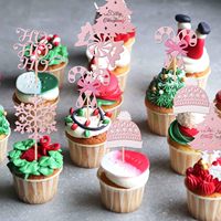 Décorations de cupcakes Joyeux Noël, piques à cupcakes scintillantes Ho Ho Ho, décorations de cupcakes en forme d'arbre de Noël, piques à cupcakes flocon de neige pour Noël et anniversaire