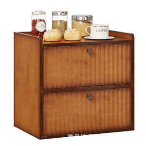 Wooden Bread Box Double Layer <b>Storage</b> Kitchen Bakery Fruit <b>Cake</b> Pastry <b>Container</b> Bamboo Material - Product Image 1