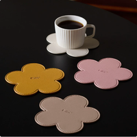 Sous-verres en cuir PU double face de qualité supérieure, élégants sous-plats en forme de fleur pour une décoration intérieure raffinée