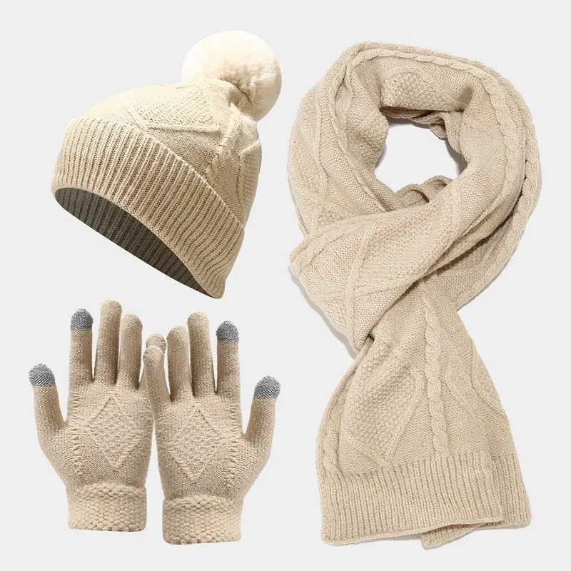 新しいスリーピースの大人の帽子のスカーフと手袋は暖かいビーニーを設定します