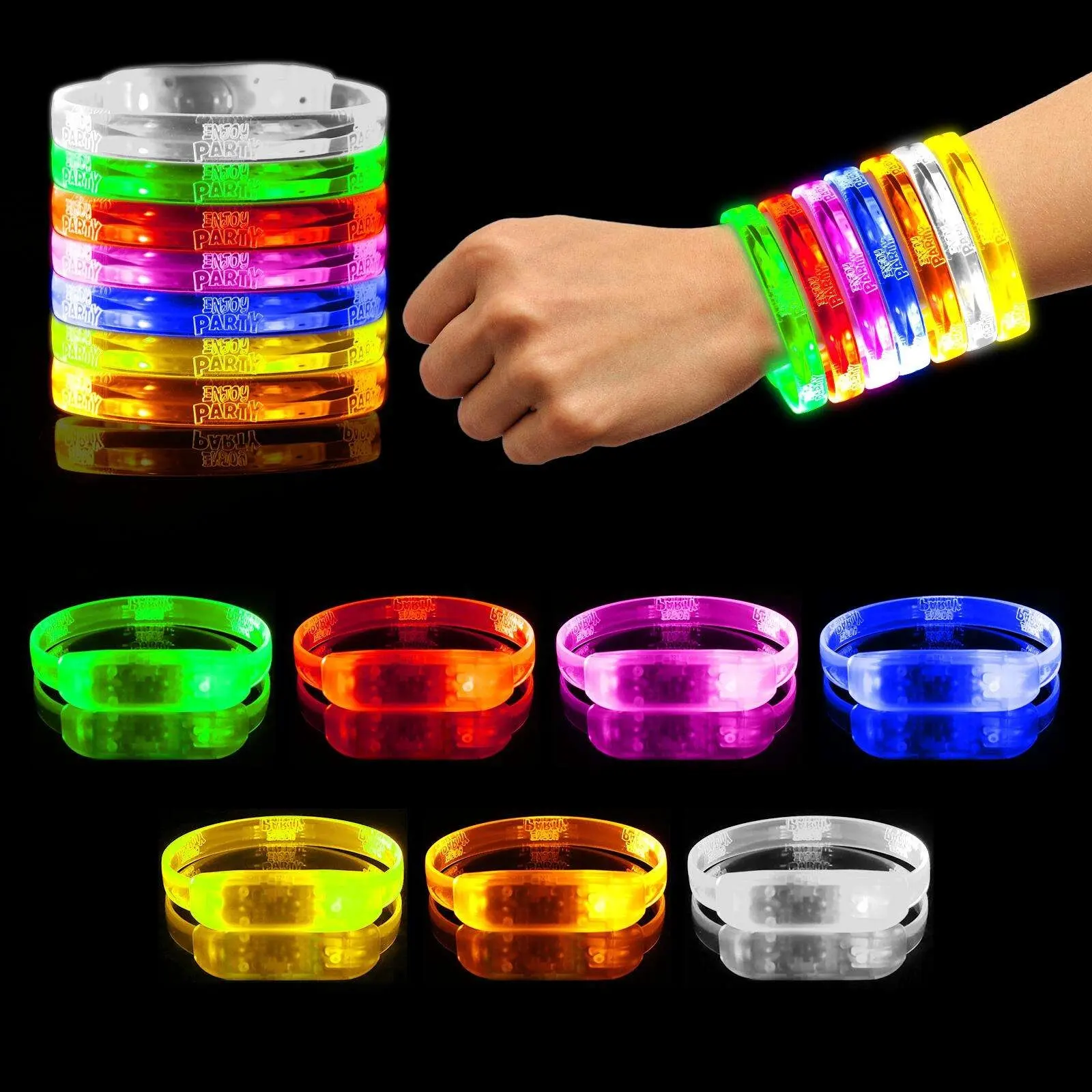 Cambio de Color LED de sonido activado pulsera intermitente pulsera ajustable led intermitente muñeca banda de luz led