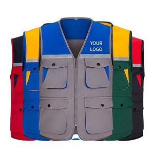 Gilet en velours extensible réfléchissant multi-poches style mode avec logo personnalisé sans manches pour homme, idéal pour la photographie, la pêche et l'escalade - Product Image 1