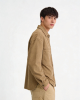Veste matelassée en flanelle pour homme de qualité supérieure, style chemise à carreaux avec doublure réversible boutonnée, douce et chaude, logo sur le devant, décontractée