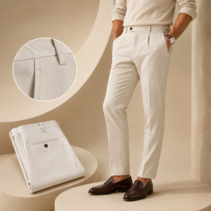 Pantalones de Vestir Personalizados Estilo Old Money para Hombre, Plisados, Corte Entallado, Ligeros, Mezcla de Lino, para Negocios, Casual, Vacaciones - Product Image 2
