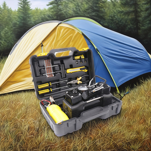 Compresseur d'<span class=keywords><strong>air</strong></span> portable 12V pour voiture, puissant, monocylindre, avec moniteur de pression des pneus numérique, boîte à outils – Gonfleur de pneus en plastique - Product Image 3