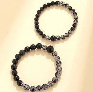 Модный трендовый браслет круглой формы с черными хрустальными бусинами для пар - подарок на День святого Валентина - Product Image 3