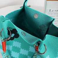 Tas Rajut Fashion dengan Penutup Logam, Tas Tangan Wanita Berbentuk Hati, Motif Hewan, Bunga, dan Geometris, Tas Tote Rajut