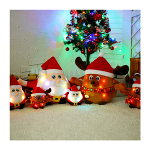 Jouet de Noël musical en <span class=keywords><strong>peluche</strong></span> LED Adorable <span class=keywords><strong>peluche</strong></span> Père Noël Renne lumineux Animal en <span class=keywords><strong>peluche</strong></span> jouet - Product Image 2