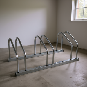 ที่วางจักรยาน 3 คัน สำหรับล้อขนาด 22-28 นิ้ว ชั้นวางเก็บจักรยานในโรงรถ แบบติดตั้งบนพื้นภายในอาคาร ผลิตจากเหล็กเคลือบสีฝุ่น รองรับจักรยานได้ 3 คัน - Product Image 2