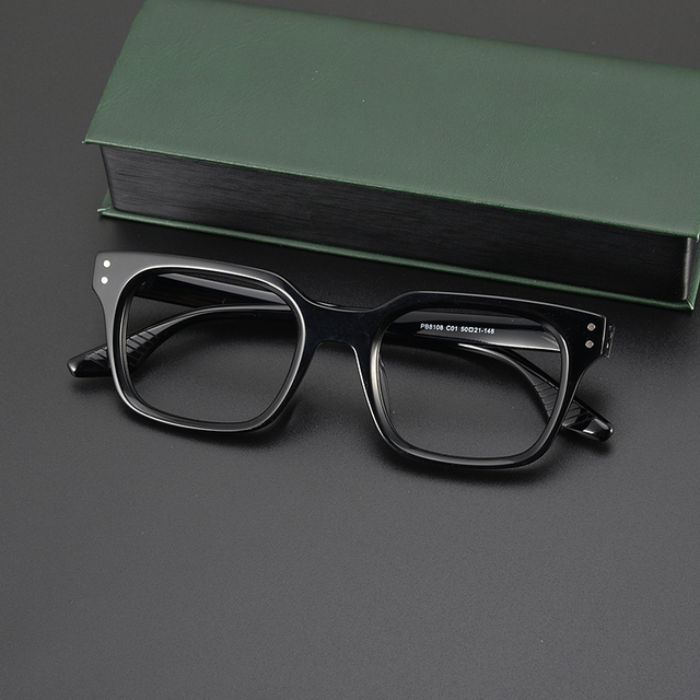 Fashion Thick Square Acetate Unisex Eyeglass Frame Vintage Rivet Style Durable Prescription Optical Eyewear Fast Delivery Custom