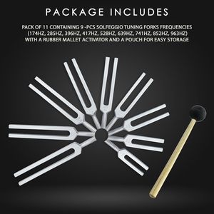 Set Garpu Tala Solfeggio Aluminium Alloy 9 Buah Merk OEM Kustom Model Set-<span class=keywords><strong>fork</strong></span>-11 Terapi Suara Penyeimbang Chakra Perbaikan DNA - Product Image 2